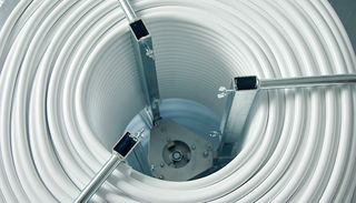 Detailed photo of white metal composite pipe
